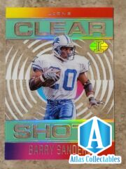 2021 Panini Illusions EMERALD Clear Shots Barry Sanders Green Parallel #CS-14